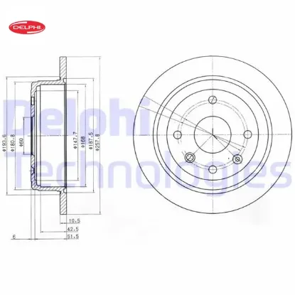 Arka fren diski aveo 05>13 lacettı 2005 > nubıra 2005 > optra 2003-2008 257×10.5x60x4dl dolu Delphı 96549630/ 24535045 resmi