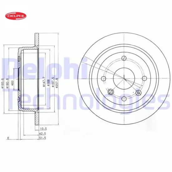 Arka fren diski aveo 05>13 lacettı 2005 > nubıra 2005 > optra 2003-2008 257×10.5x60x4dl dolu Delphı 96549630/ 24535045 resmi
