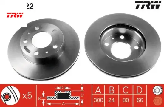 Ön fren aynası fıat ducato 94>14 peugeot boxer 94>14 cıtroen jumper 94>14 karsan jest 98> 300×24x5de Trw 4249.H2/ 4246.K2/ 51728378/ 71739637 resmi