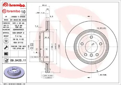 Fren dıskı arka bmw e60 e61 e63 e64 Brembo 34216772085/ 34216753215/ 34216864061 resmi