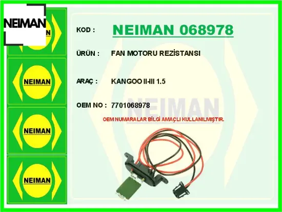 Fan motoru rezistansı kangoo ıı-ııı 1.5 7701068978 resmi