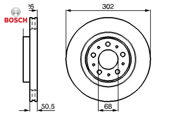 Ön fren aynası havalı volvo v70 97-00 c70 97-05 s70 96-00 xc70 97-02 302×26x5dlxhavalı Bosch 272276/ 31262095 resmi