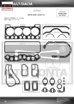 Motor takım contası r9 1400 benzinli skc 1.40mm / keçesiz Otoconta 7701466417/ 7701465262 resmi