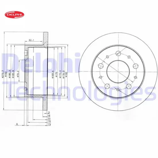 Arka fren aynası boxer 94>ducato 94>jumper 94> 280×16x5dl Delphı 4246.Z3/ 71740117/ 46833807/ 4246.Z1 resmi