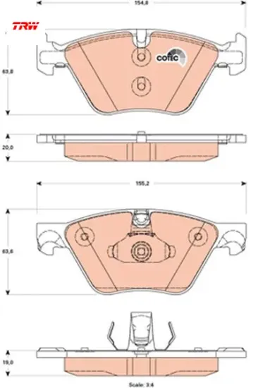 Fren balatası on bmw f10 f11 f18 Trw 34118847064 resmi