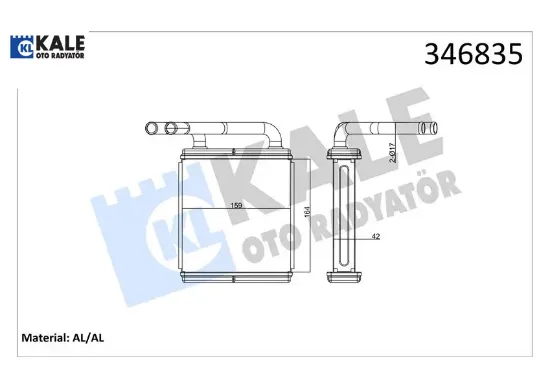 Kalorifer radyatörü hyundaı h100 2.5l d4ba panelvan 94-00 - aleminyum Kale radyatör 9721143010/ 9721143100/ 9721143050 resmi