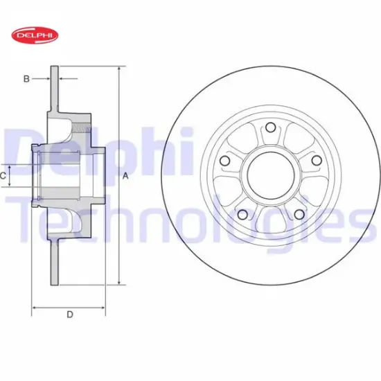 Fren diski arka renault megane ıv hb 16> rulmanlı abs sensörlü Delphı 432000166R/ 432009292R/ 432024629R resmi