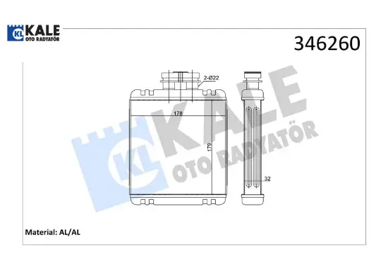 Kalorifer radyatörü polo-ıbıza ıv-fabıa-cordoba-1.2 12v-1.4 16v1.6 16v-1.4tdı-1.9tdı Kale radyatör 6Q0819031/ 6R0819031 resmi