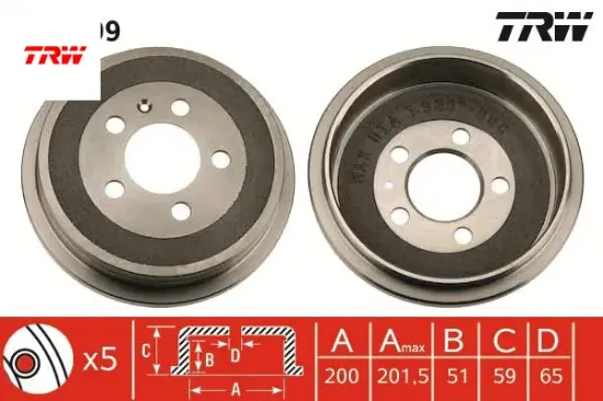 Arka kampana polo 01 > fox 05 > a2 00-05 -cordoba 02-09 -ıbıza 02 >fabıa 00 > Trw 6Q0609617/ 6R0609617C resmi