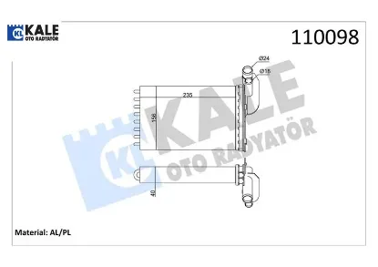 Kalorifer radyatörü mgn ı-clıo ı-r19 234×157x42 2 sıra al pl sistem Kale radyatör 7701204680/ 7701033457 resmi