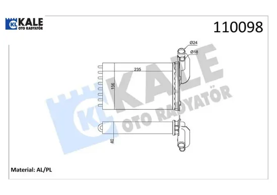 Kalorifer radyatörü mgn ı-clıo ı-r19 234×157x42 2 sıra al pl sistem Kale radyatör 7701204680/ 7701033457 resmi