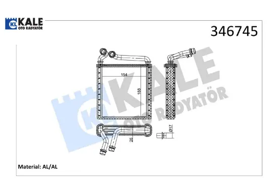 Kalorifer radyatörü golf v-plus-octavıa 1.4-1.6-1.9-2.0-passat 1.6-1.9-2.0 153×180x27 mk ot ac /- Kale radyatör 3C0819031/ 3C0819031A resmi