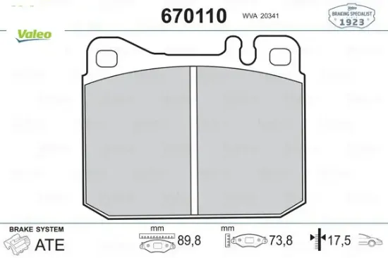 Fren balatası on mercedes w123 c123 w126 c126 r107 Valeo A0014209920 resmi