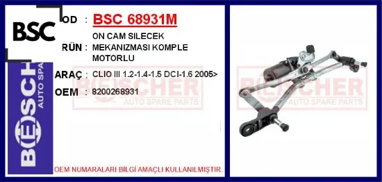 Ön cam silecek mekanizması motorlu renault clıo ııı 05> 8200268931 resmi