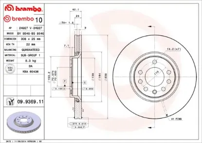 Ön fren aynası astra h-zafıra b-merıva a-b-corsa d-e-adam-astra g-vectra b 308×25x5dlxhavalı 16 inç Brembo 95526651/ 9194477/ 569061/ 9184405 resmi
