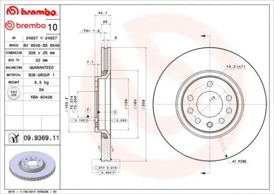 Ön fren aynası astra h-zafıra b-merıva a-b-corsa d-e-adam-astra g-vectra b 308×25x5dlxhavalı 16 inç Brembo 95526651/ 9194477/ 569061/ 9184405 resmi