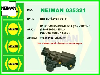 Rolanti ayar valfi r9-r19-clıo-uno-albea 05- -fıorıno 05- -p106-1.4 enj.-polo classıc 1.6 95- 7701035321/ 9941477 resmi
