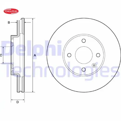 Ön fren diski chevrolet aveo t300 1.2 16v / aveo t300 1.4 16v 11>14 256×24x60x45.5x4dl hvl 14 jant Delphı 13502001 resmi