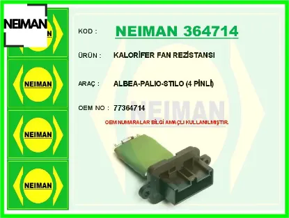 Kalorifer fan rezistansı albea-palıo-stılo 4 pinli 77364714 resmi