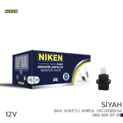 Nıken 12v bax soketli ampul w1.2w b8.5d siyah 10l Nıken UNIVERSAL resmi