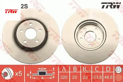 On fren aynası connect 12 > focus ııı 11>15 kuga 12>14 volvo v40 t2-t3-t4-t5 c30 06>12 c70 ıı 07>12 Trw CV611125FA/ CV611125GA/ 1829608 resmi