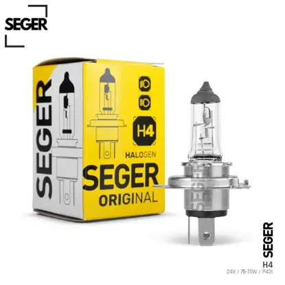 Ampul h4 24v 75/70w p43t standart yenileme 3.500k standart ışık p43 tırnaklı Seger resmi