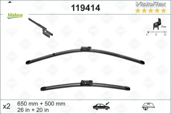 Silecek 65 50×2 flatblade volvo c30 06> s40 05> s60 10> s80 06>v50 05>v70 07>v60 10> xc70 xc60 Valeo 30753009/ 31253012/ 31250286/ 31333385 resmi