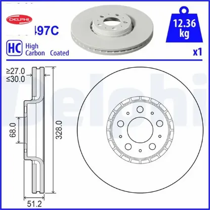 Fren diski ön volvo xc90 02> ölçüler: 328×30x27 Delphı 31262489/ 31400893 resmi