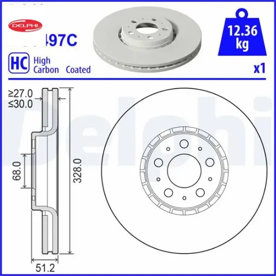 Fren diski ön volvo xc90 02> ölçüler: 328×30x27 Delphı 31262489/ 31400893 resmi