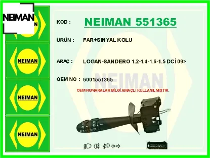 Far sınyal kolu logan-sandero 1.2-1.4-1.6-1.5 dci 09> 6001551365 resmi
