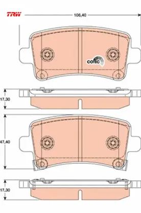 Arka fren balatası ınsıgnıa a 08>17 saab 9.5 10> malıbu 2.0d 2.4 12> 16 inç jant Trw 39021482/ 1605319/ 13237766/ 13343450 resmi