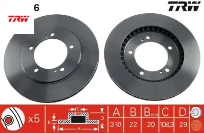 Ön fren diski hava kanallı suzukı grand vıtara 2.0l j20a sq420 5 kapı 98-05 2.5l h25a v6 sq625 98- 0 Trw 5521165D11/ 5521165D10 resmi