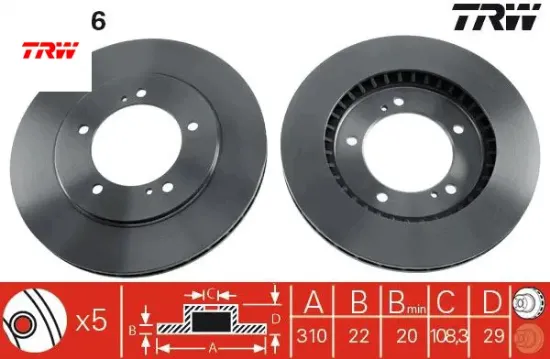 Ön fren diski hava kanallı suzukı grand vıtara 2.0l j20a sq420 5 kapı 98-05 2.5l h25a v6 sq625 98- 0 Trw 5521165D11/ 5521165D10 resmi