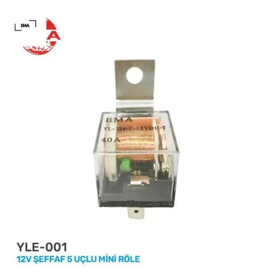 Mini role 12v 5 uçlu 40ah led li şeffaf su geçirmez çift platin resmi