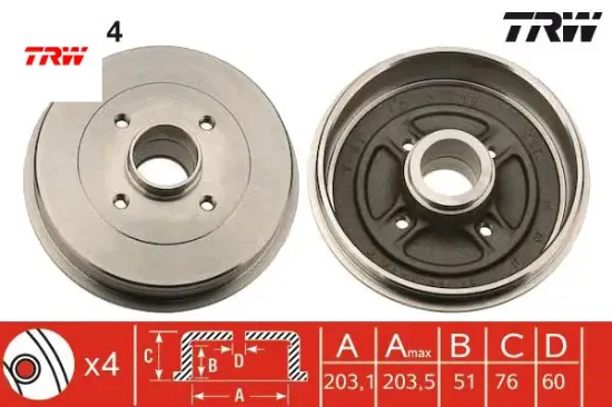 Arka fren kampanası megane ı-clıo ıı symbol ıı-logan mcv-sandero abs siz 1.2-1.6-1.5-twng ıı Trw 7700827866/ 8200243735/ 7700428821 resmi