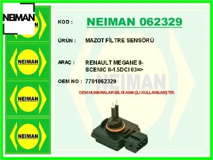 Mazot filtre sensörü renault megane ıı-scenıc ıı-1.5dcı 03 > 7701062329 resmi