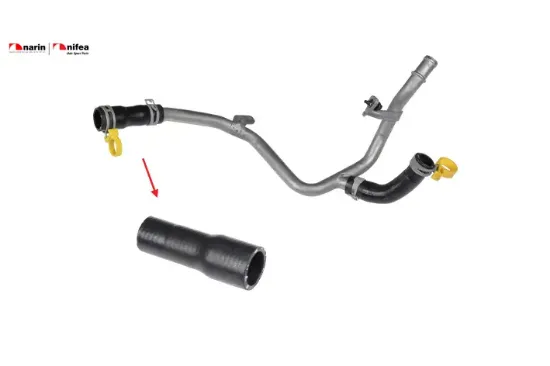 Soğutma hortumu metal boru hariç ok ile gösterilen hortum duster megane 1.5 dci 12> Nıfea 210471593R/ 6082000052/ 2104700QAE resmi