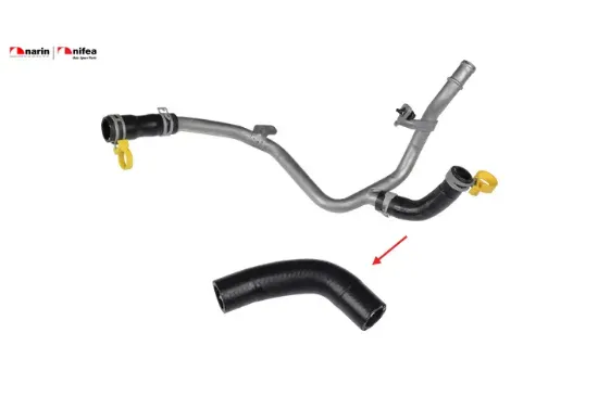 Soğutma hortumu metal boru hariç ok ile gösterilen hortum duster megane 1.5 dci 12> Nıfea 210471593R/ 6082000052/ 2104700QAE resmi